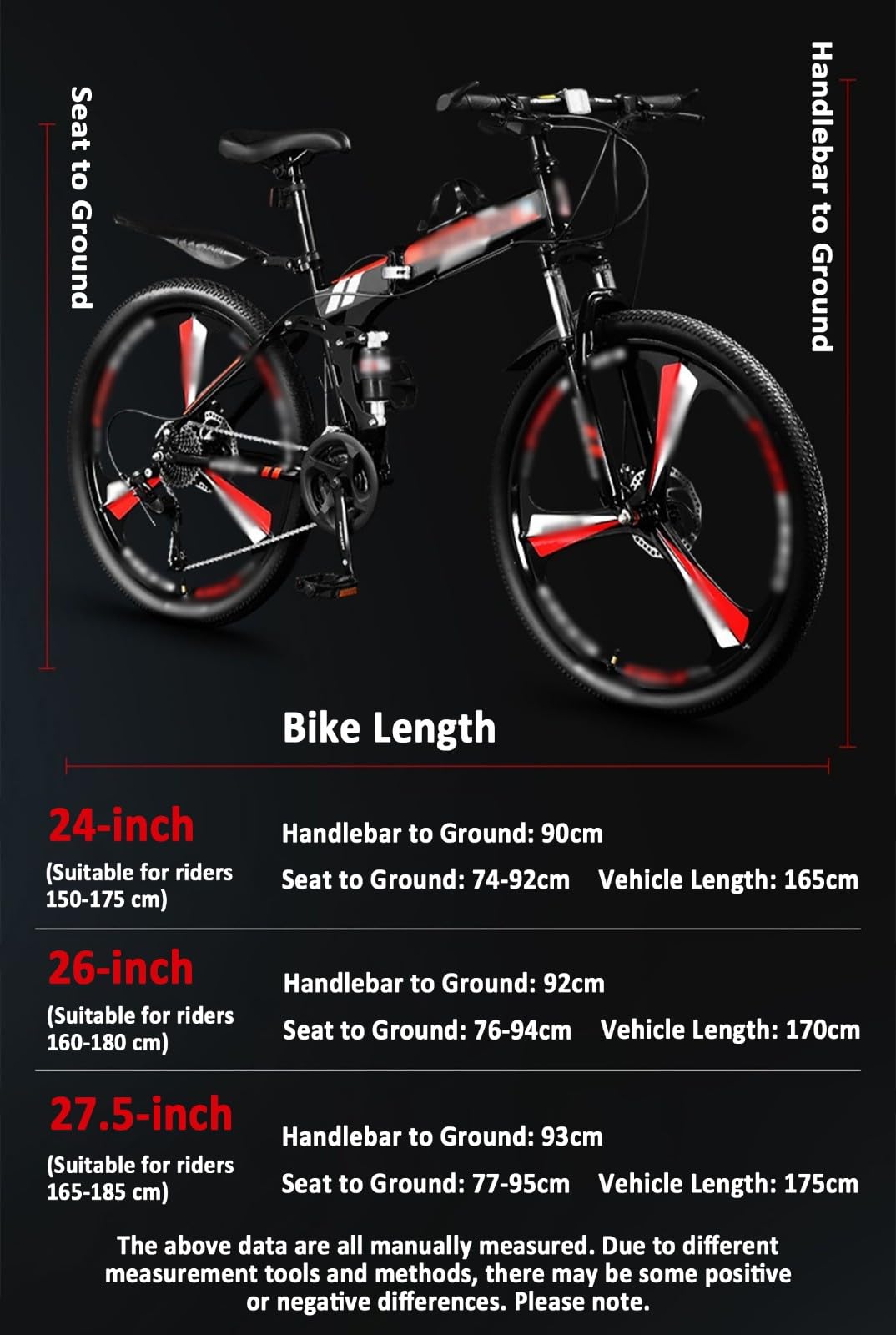 VTT Pliable De 24, 26 Et 27,5 Pouces avec Double Frein À Disque, Roue À Dix Couteaux, 21 Vitesses, Vélo Pliable en Acier Carbone avec Double Suspension pour Hommes Et Femmes