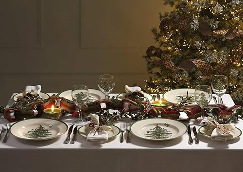 Miniatura 2 de Spode Plato redondo de melamina para árbol de Navidad, plato de servir para pollo, jamón y pavo, plato circular para servir  14 pulgadas para uso en