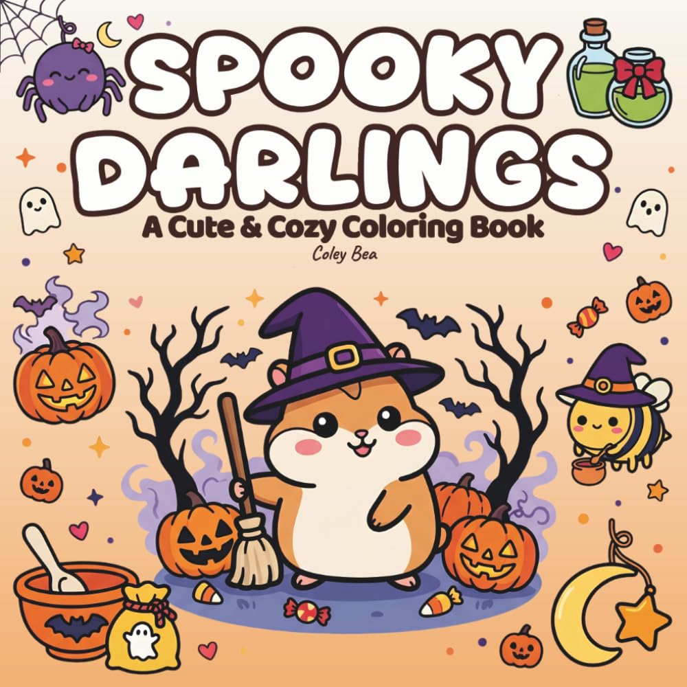 Spooky Darlings: A Cute & Cozy Halloween Coloring Book