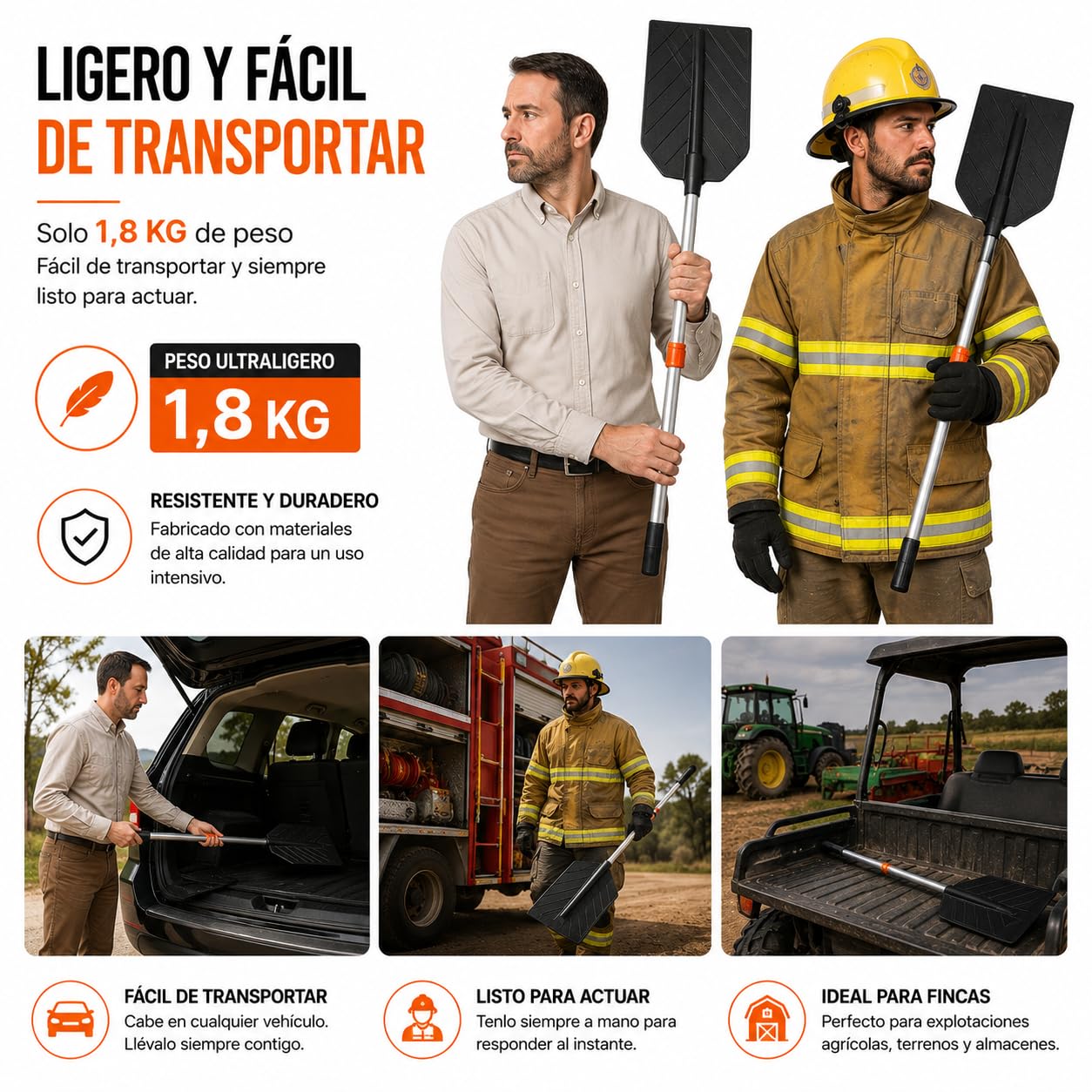 Batefuegos Forestal Extensible HUMPTI Guard Fire, Pala Apagafuegos, Batefuego Forestal Contra Incendios Forestales y Hogar, Alternativa a Extintor Para Casa y Coche, Bate Fuegos Kit Emergencia