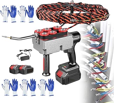 Power Tools For Inserting And Removing Wire, Pro Wall Threading Wire Machine, Power Tools For Pulling Cables, With 12 Gloves,2-Battery
