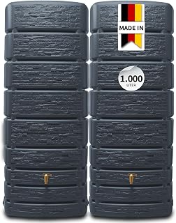 4rain Slim Stone Decor Regentonne Set 1000 Liter Graphitgrau …