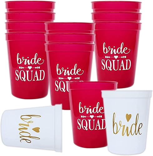 Paquete de 13 tazas de plástico para despedida de soltera, escuadrón de novia, regalos de dama de honor, despedida de soltera, boda, despedida de