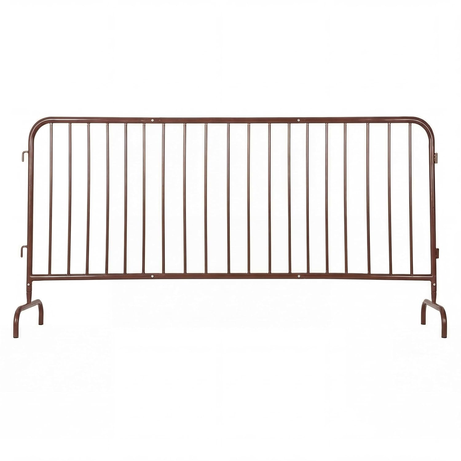 Interlocking Steel Barricade, 5.5 Ft. Heavy Duty Galvanized Metal Barricade, Interlocking Steel Road Barriers with with Bridge Feet Base, for Crowd Control Event Fencing Indoor/Outdoor, Brown