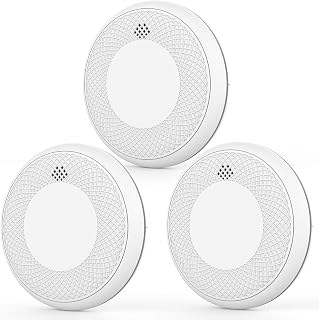 Runidur 10-Year Battery Life Smoke Detector Photoelectric Fire Alarm with Test/Silence Button for Home Use (3 Pack)