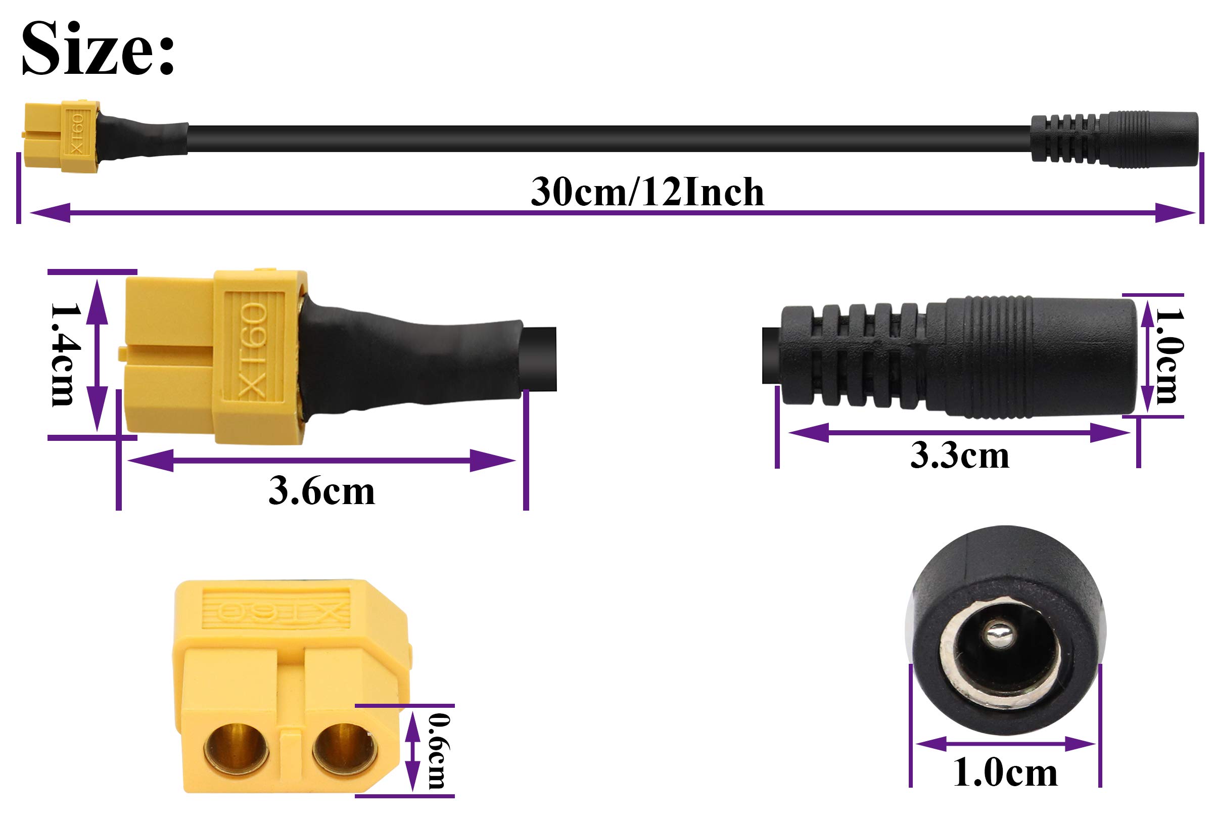 WMYCONGCONG 2x Cavi Adattatori XT60 Maschio A DC 5.5x2.5 Mm, 30cm Per Saldatore TS100