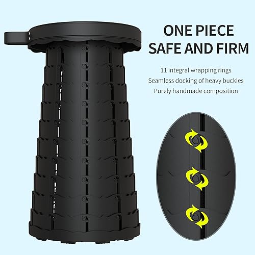 Miniatura 7 de ALEVMOOM Taburete plegable XXL 2024 mejorado con cojín, más resistente y altura de 19.7 in, 11.8 in de profundidad, taburete telescópico ajustable