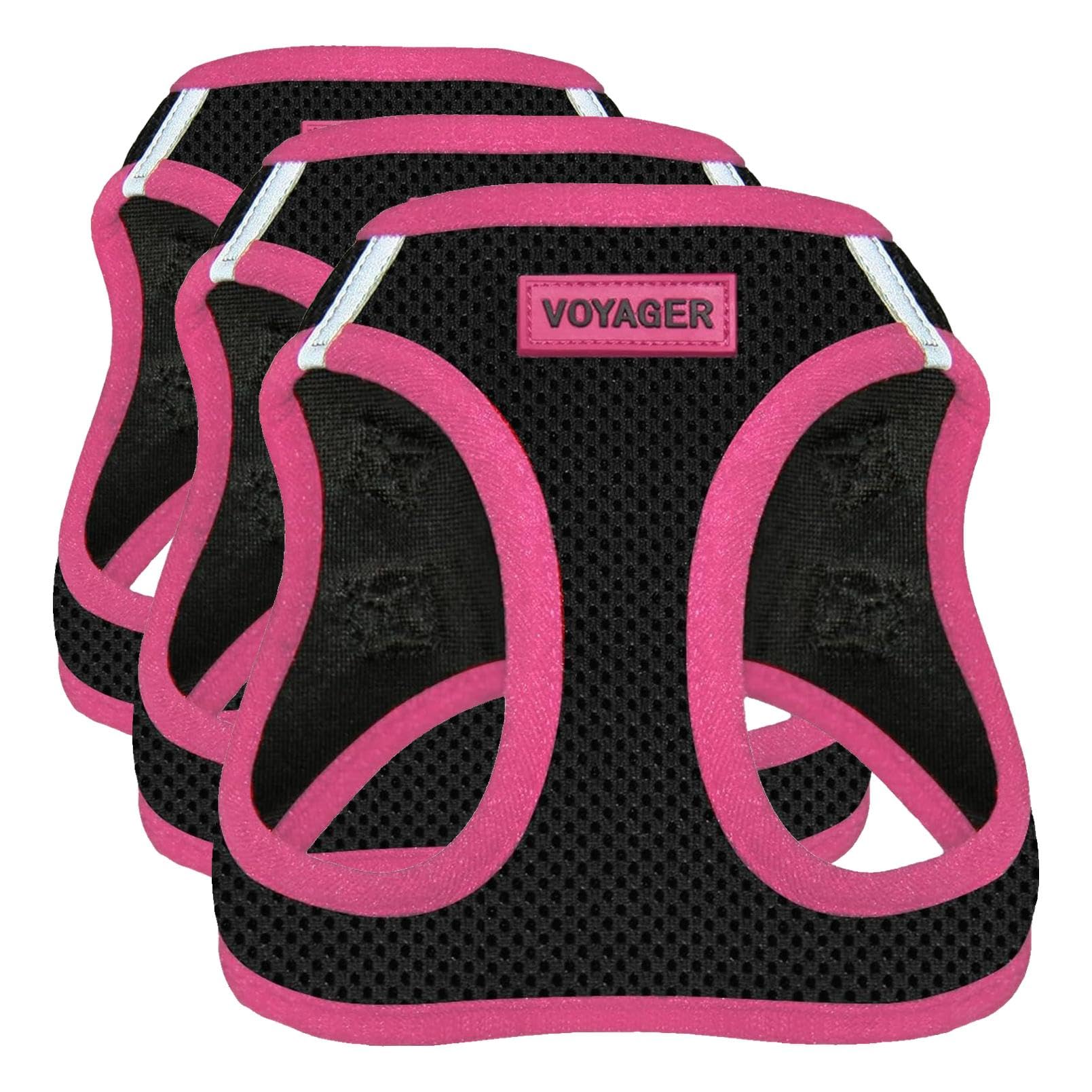 Voyager Step-in Air Dog Harness - All Weather Mesh Step in Vest Harness for Small and Medium Dogs by Best Pet Supplies - Pink Trim, M (Pack of 3)