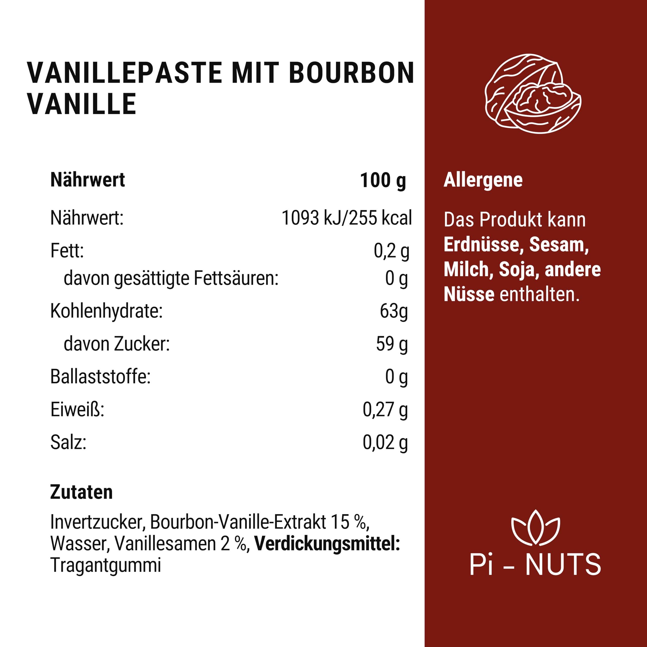 Pi-nuts Pasta waniliowa bourbon Madagaskar