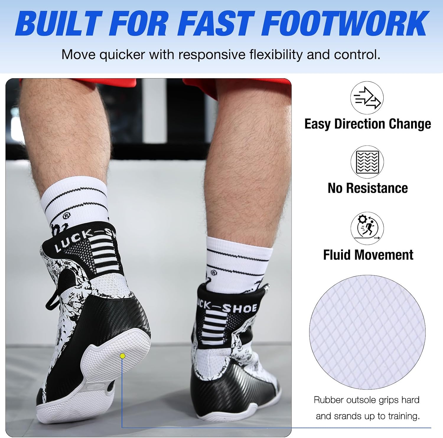 Mens Boxing Shoes High Top Lightweight Breathable Boxing Boots with Ankle Support for Training and Sparring LS198