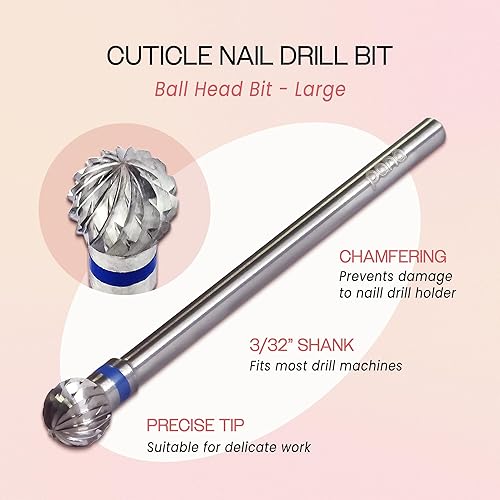 Miniatura 2 de PANA Premium - Broca de carburo de uñas para limpieza de cutículas de 332 pulgadas para profesionales, salón de uñas, recortadora de uñas, limpiador