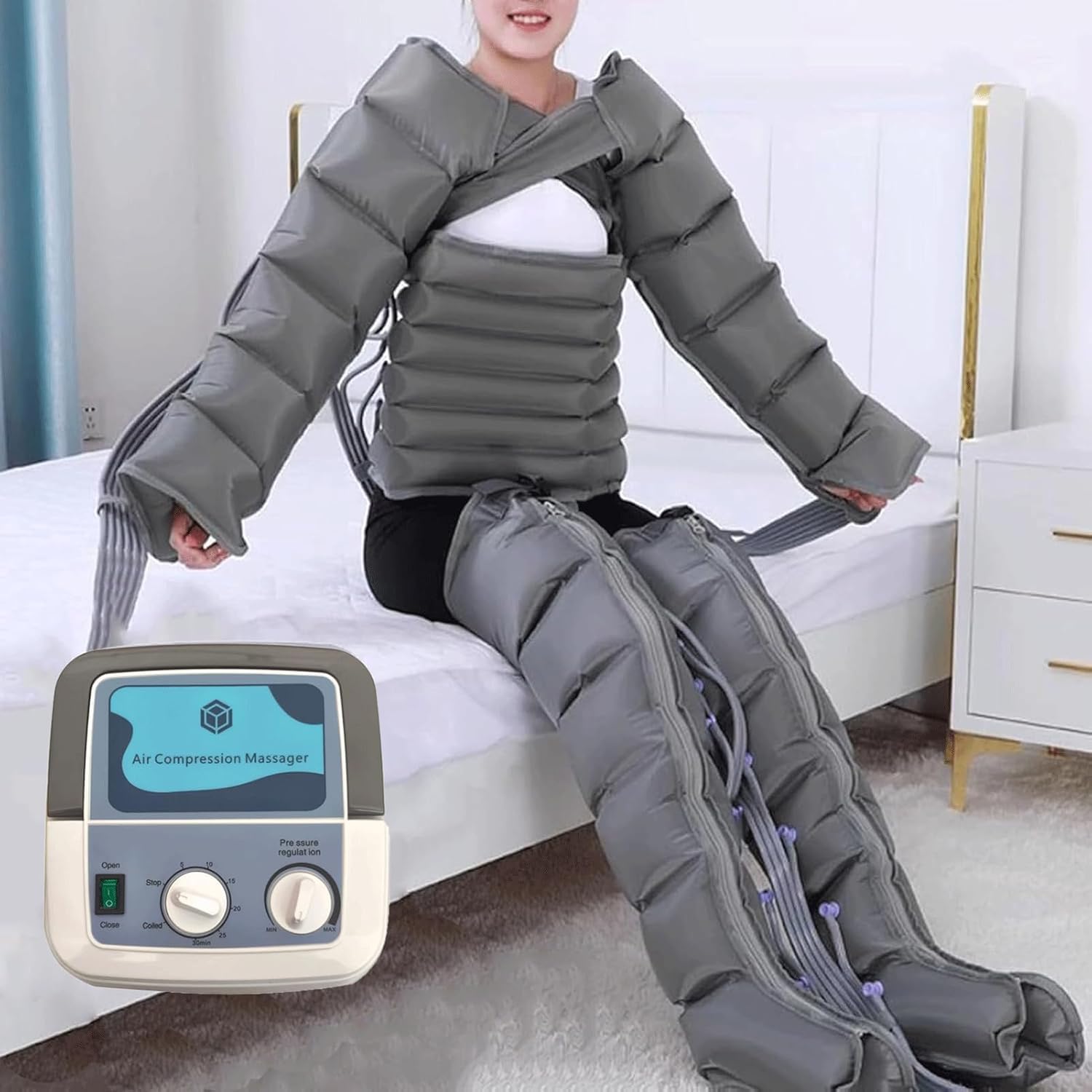 Massaggiatore per gambe per lipedema Macchina a compressione per gambe Massaggiatore per drenaggio linfatico Stivali a compressione per gambe per circolazione Massaggiatore per piedi e gambe