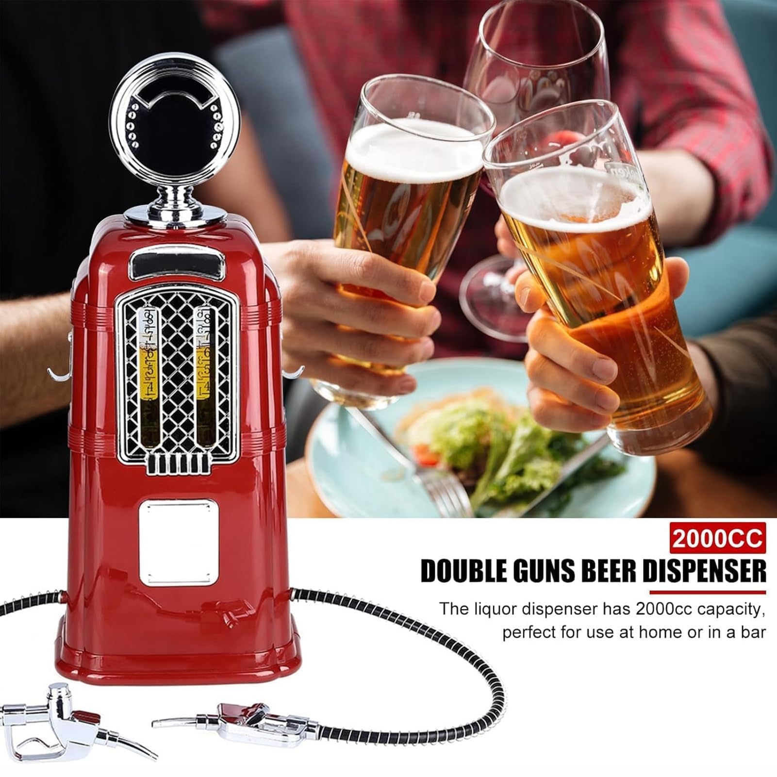 Dispensador de Bebidas de Vino de Doble Boquilla, Decoración Espacial de Doble Boquilla de 1000 Ml, Adecuado for Whisky, Vodka, Cócteles y Otras Bebidas.
