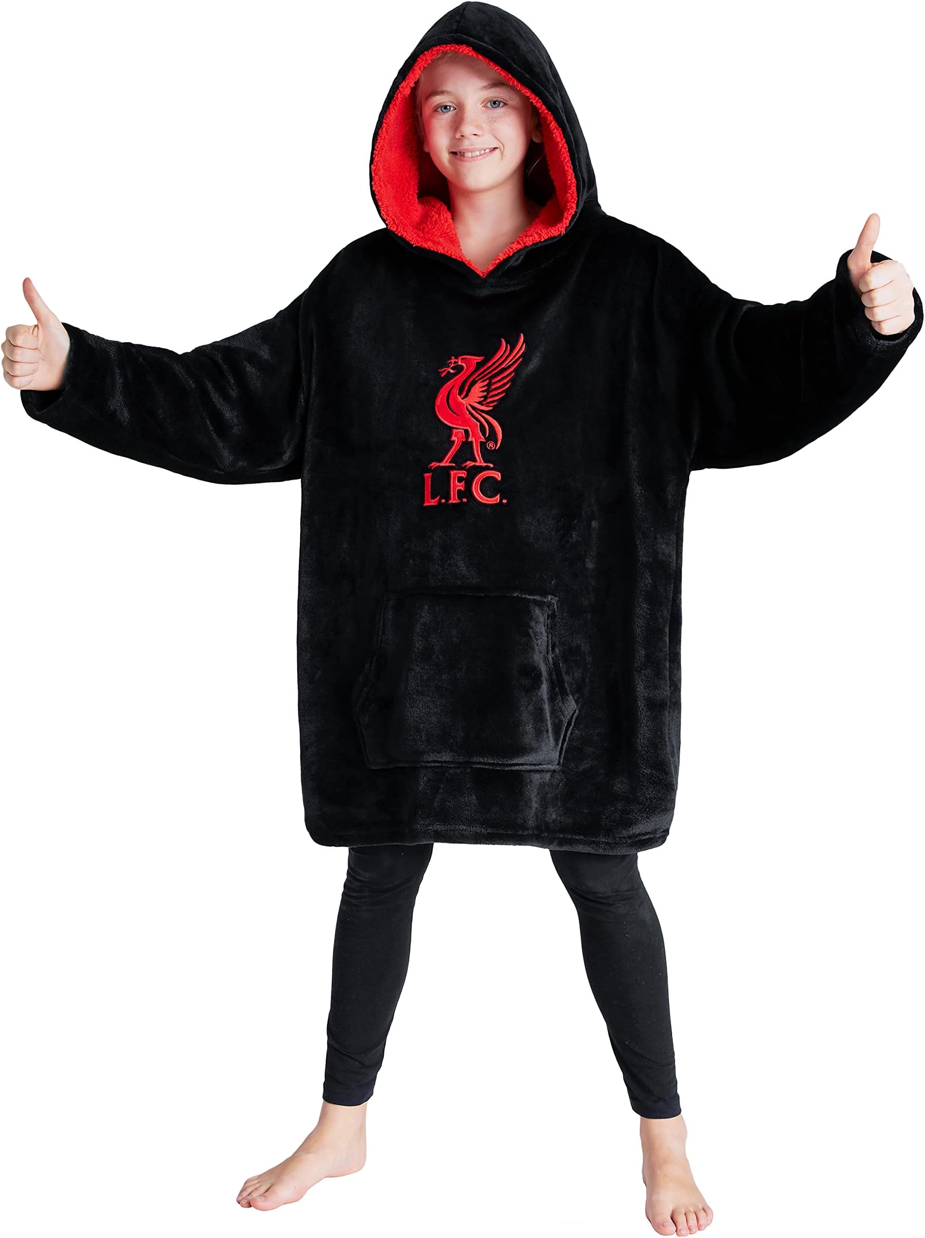 Liverpool FC Fleece Hoodie Blanket for Boys Teenagers One Size Kids Oversized Hoodie Liverpool Gifts for Boys