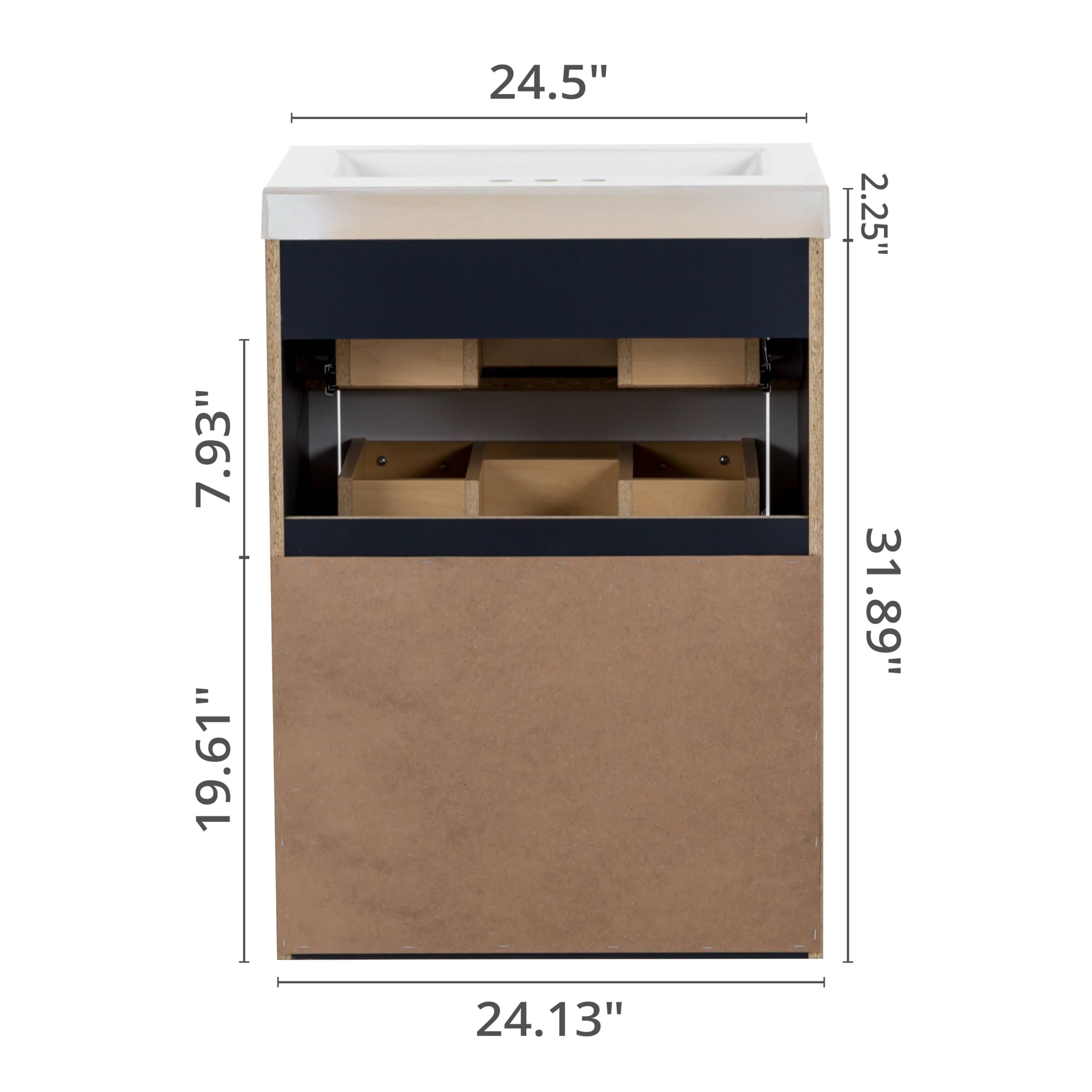 Spring Mill Cabinets Fisk 24 Inch Bathroom Vanity with White