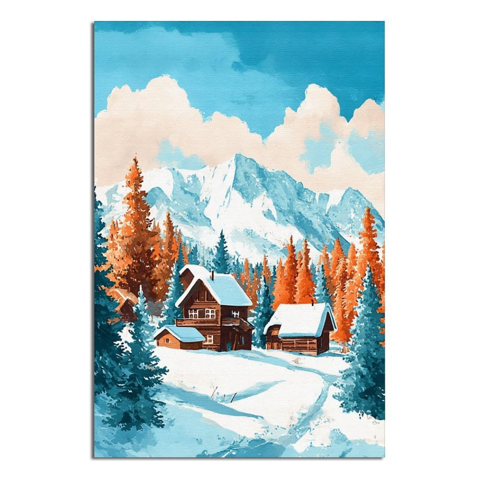 Meribel France Posters 20x30inch(50x75cm) Vintage Watercolor Canvas Art