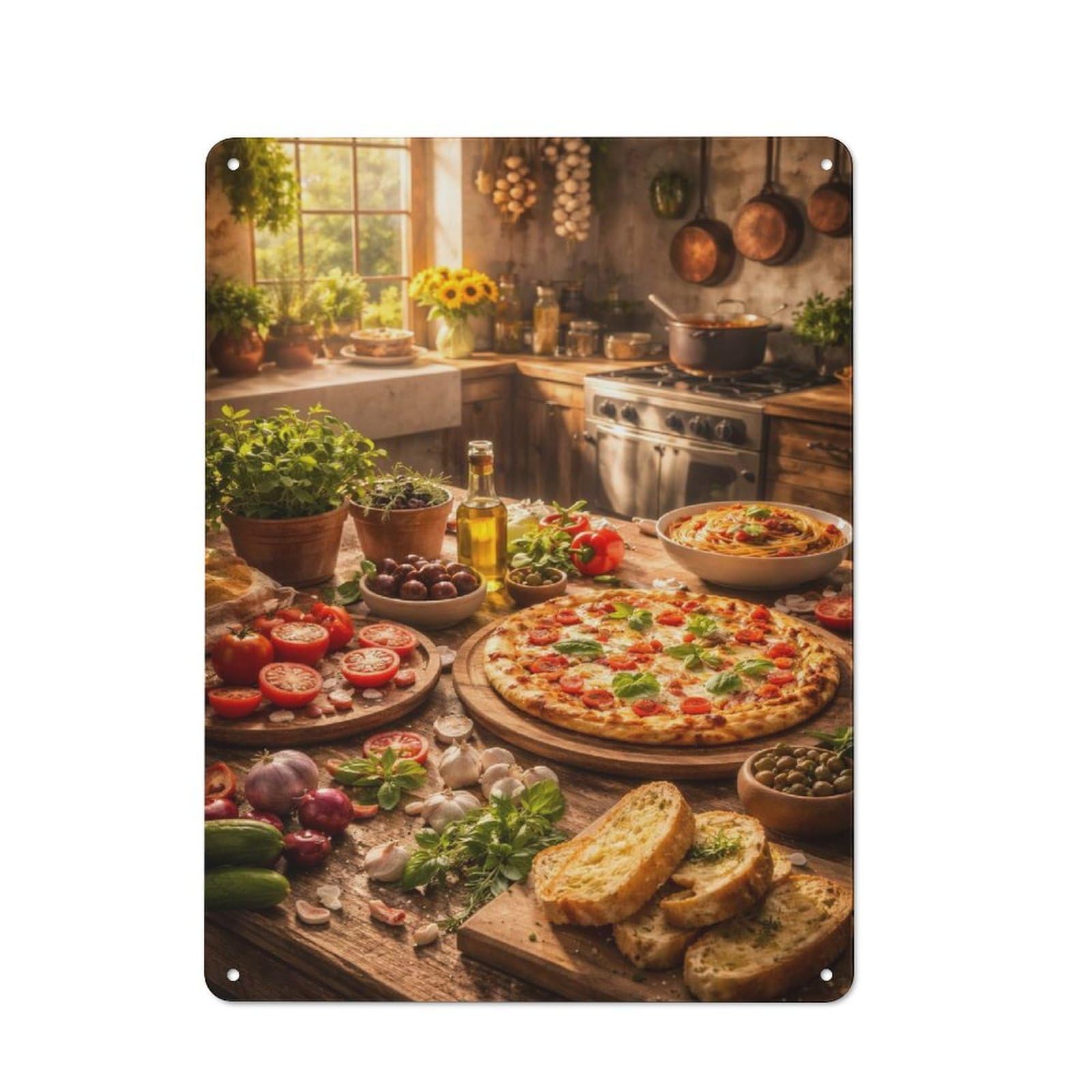 Junmoney Style-11 Vintage Tin Sign 40X30cm With Rustic Italian Kitchen Feast For Studio Or Craft Room, A Decorative Christmas Gift For Creative-Space Collectors