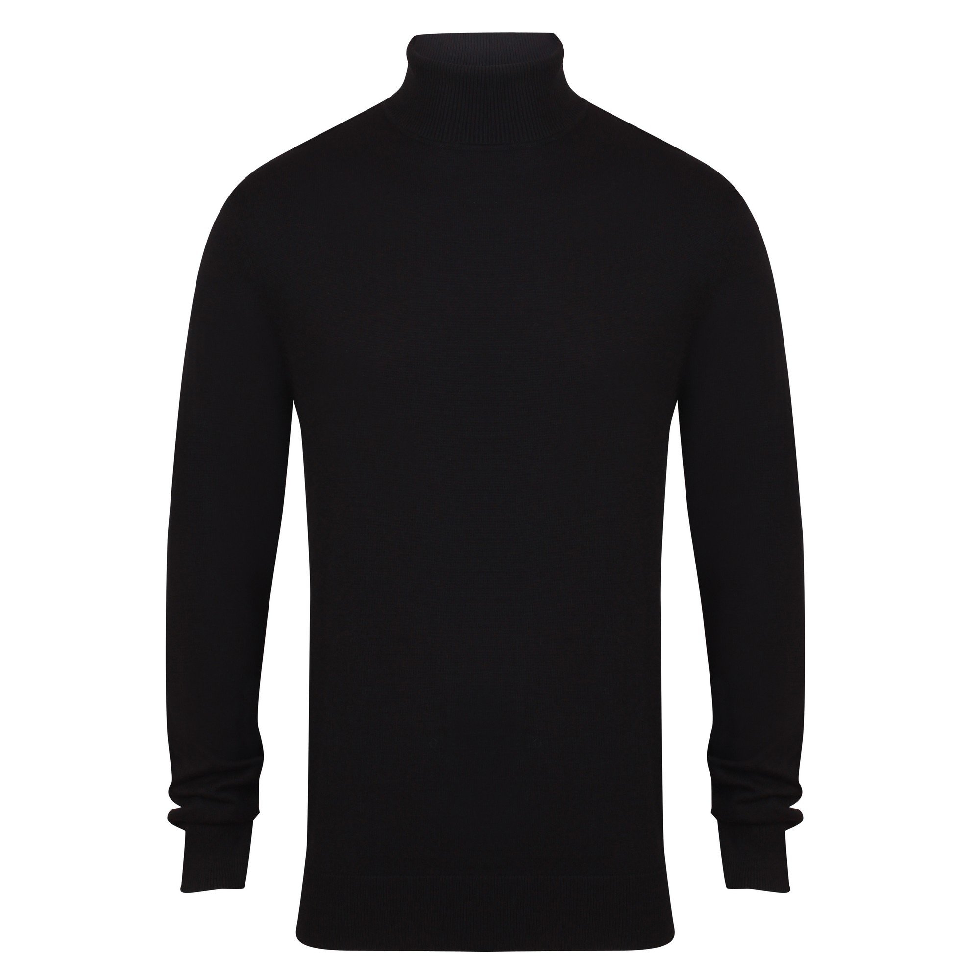 Henbury Mens Knitted Roll Neck Jumper (XS) (Black)