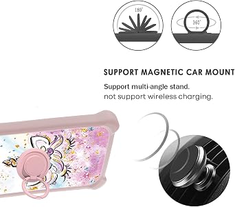 jioeuinly Case for Qilive Smartphone Q2-22 5.5 Pouces Phone Case Cover [with Tempered Glass Screen Protector][Hard PC + Soft Silicone][Ring Support] [Gold Glitter+Luminous] JSF-JJS