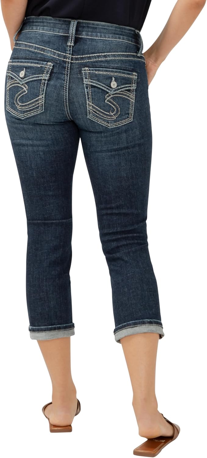 Silver Jeans Co. Women's Suki Curvy Fit Mid Rise Capri Jean - Image 2