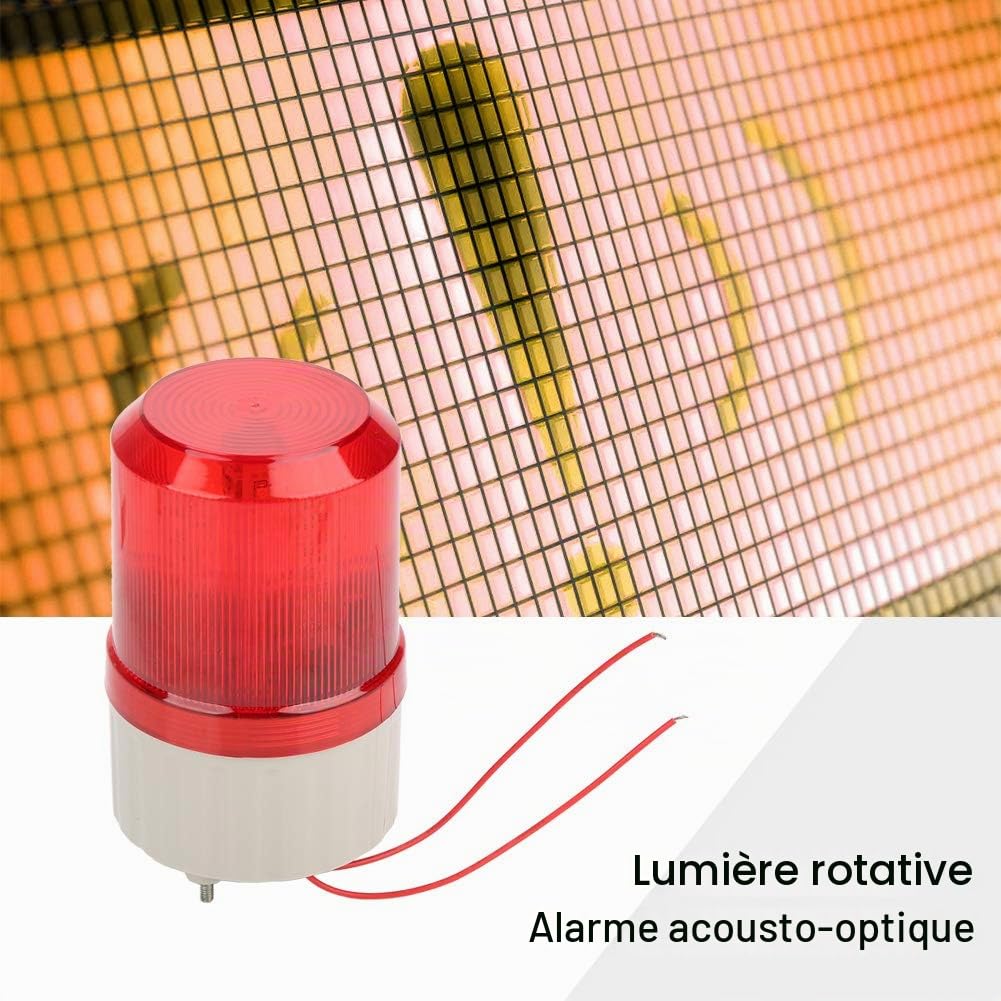Gyrophare LED 220V avec Alarme Sonore, Rotation et Indicateur Lumineux pour Chantiers et Guérites