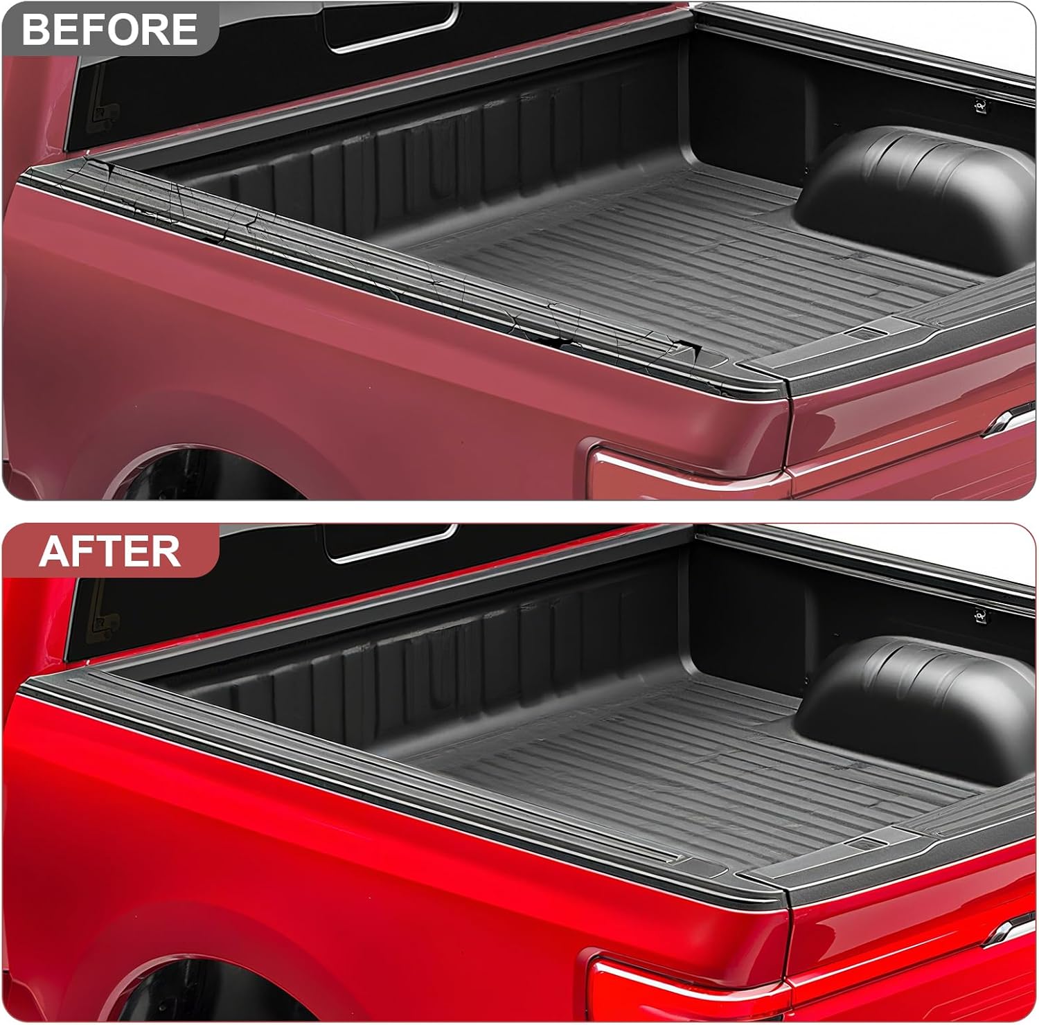 5'5ft Truck Bed Rail Caps Compatible with Ford F150 2015-2020 Left & Right Side Bed Rails Protector with/Stake Holes Replacement #FL3Z-84291A40-AA, #FL3Z-84291A41-AA(Black)