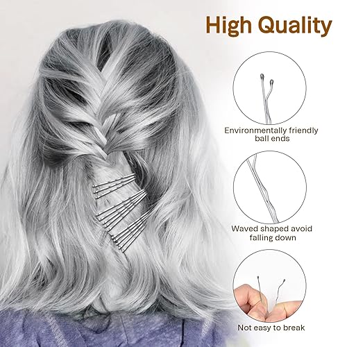 Miniatura 3 de MORGLES 240 pines Bobby plateados con caja de 2.2 pulgadas para cabello gris