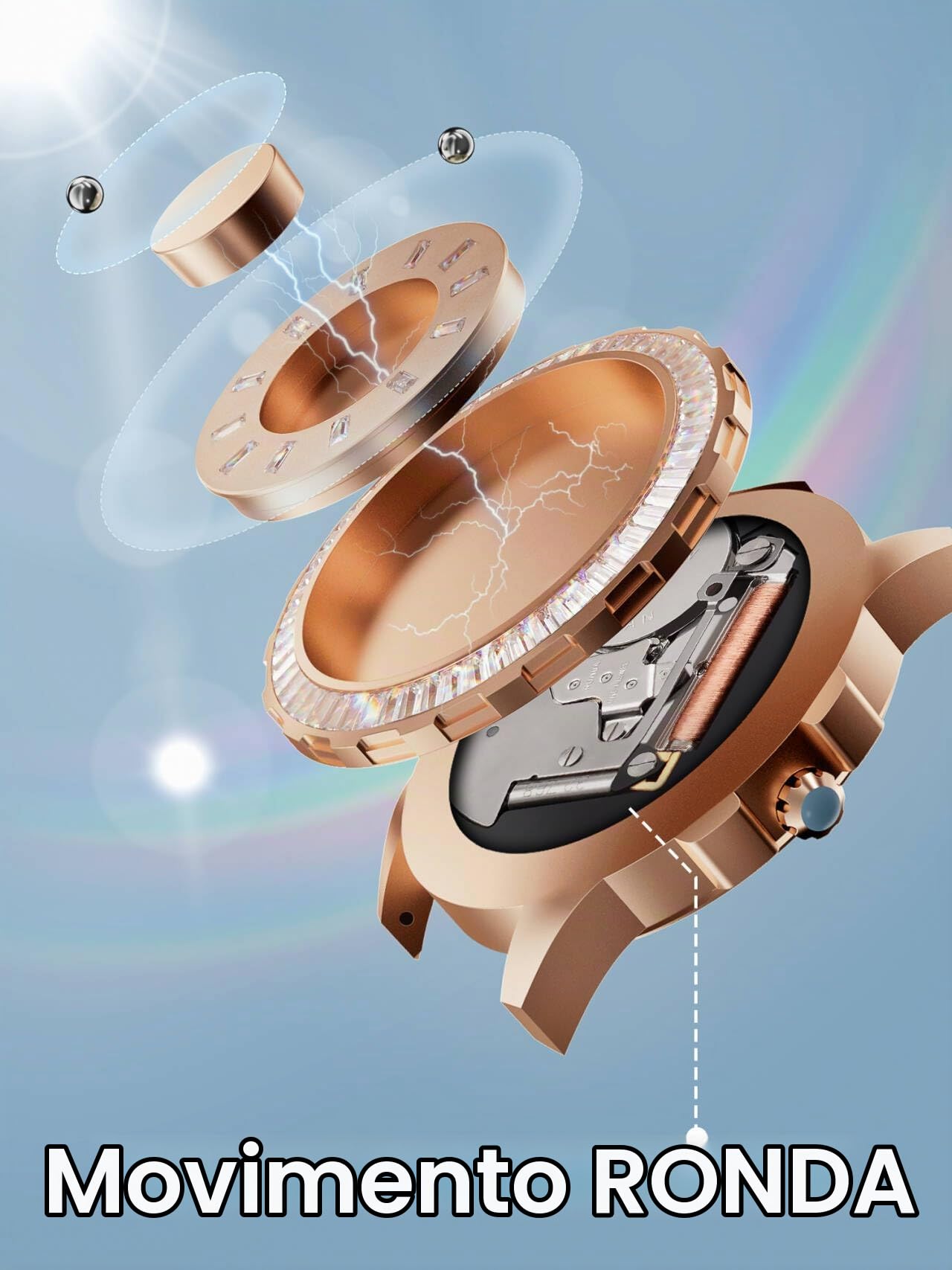 EUTOUR Ologio di Diamanti Magnetico Lusso Fashion Nessun Vetro Cuscinetto a Sfera Quarzo Orologi da Polso da Uomo Donna con Cinturino in Acciaio Inossidabile 42mm