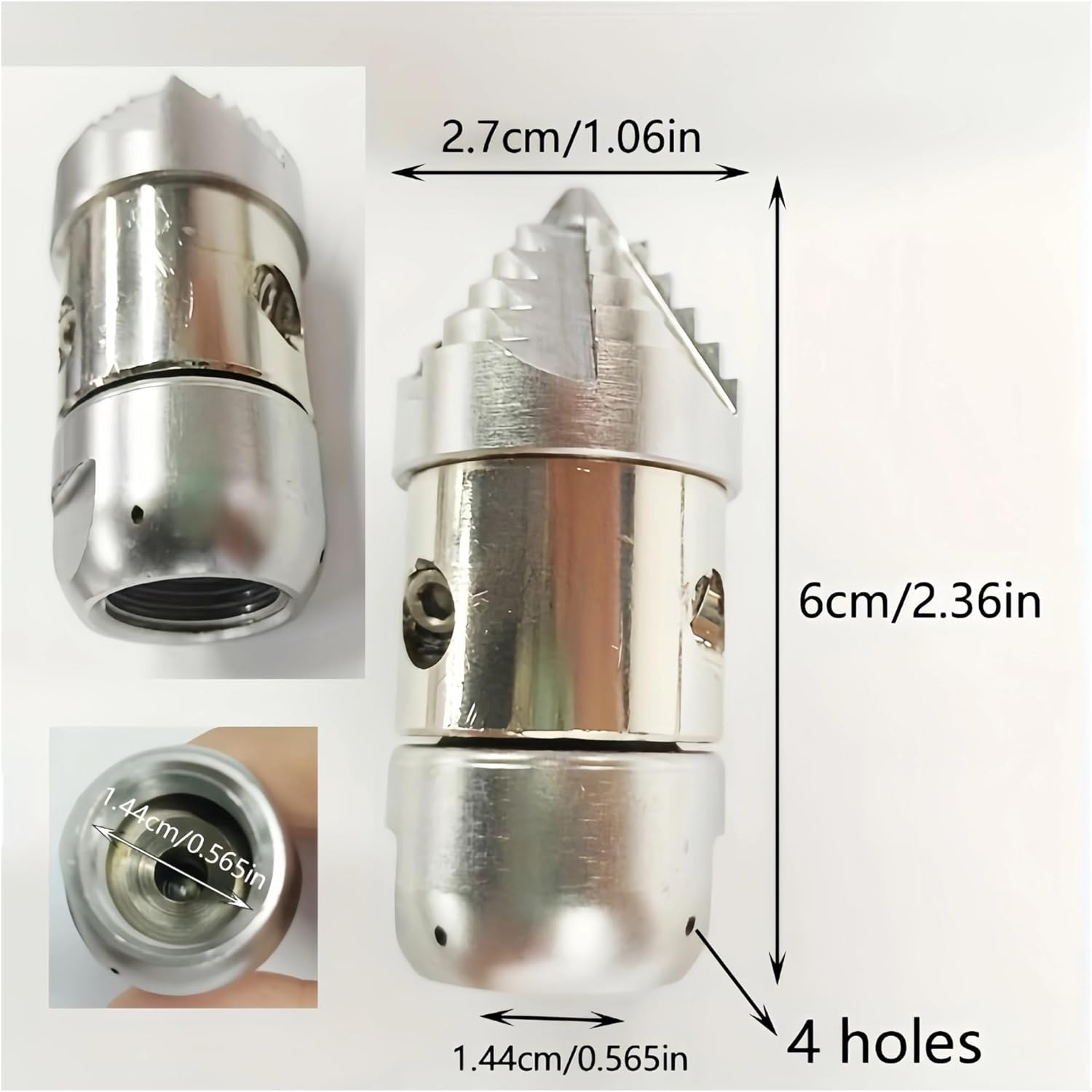 High-Pressure Stainless Steel Drain Nozzle - Industrial Grade Pipe Unclogger & Sewer Dredging Tool, 1pc Nozzles