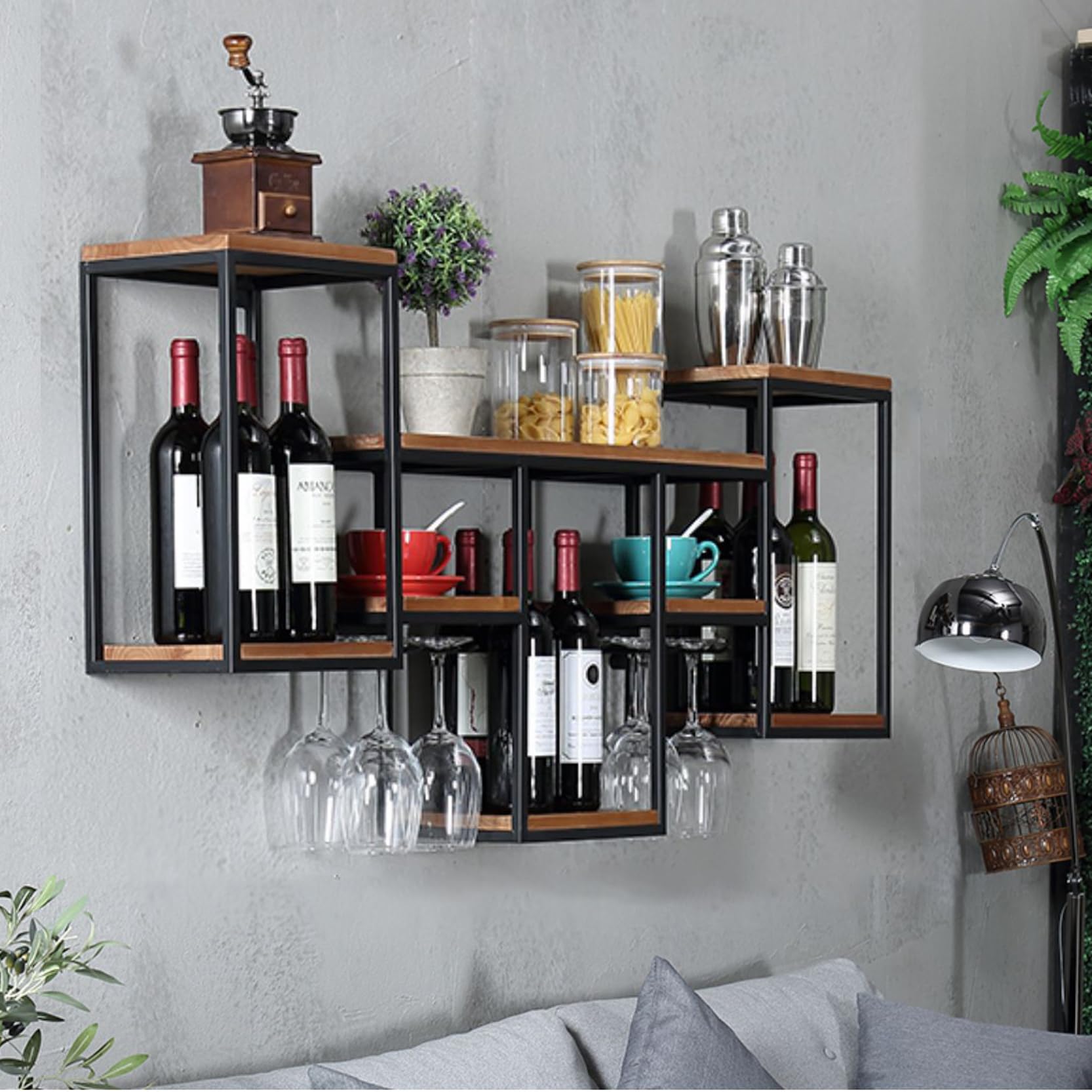 Étagère à vin murale moderne contre le désordre du bar