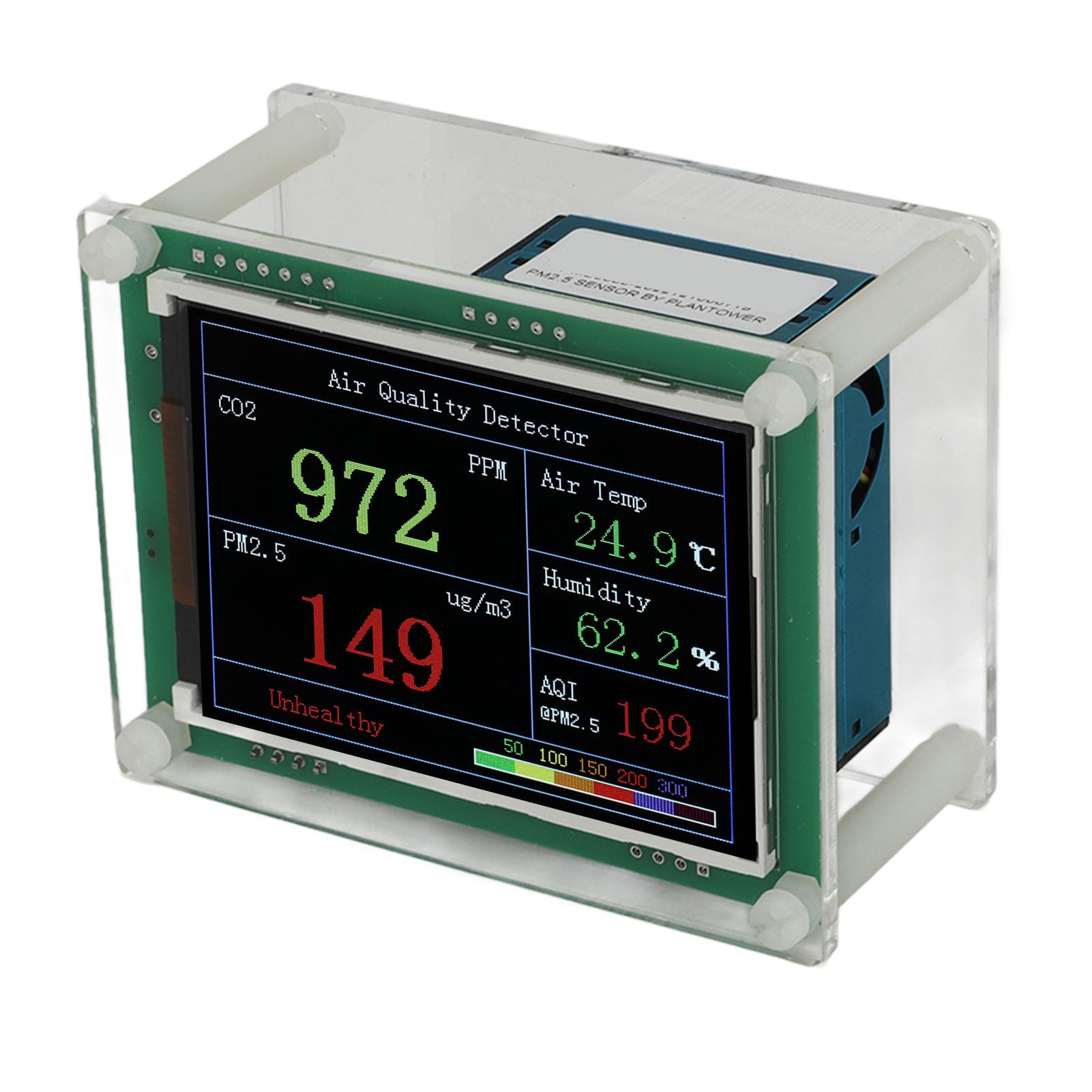 Monitor della qualità Dell'aria Rilevatore della qualità Dell'aria Interna Ad Alta Precisione per L'home Office PM2.5 Test di umidità della Temperatura 8,5x6,5 Cm