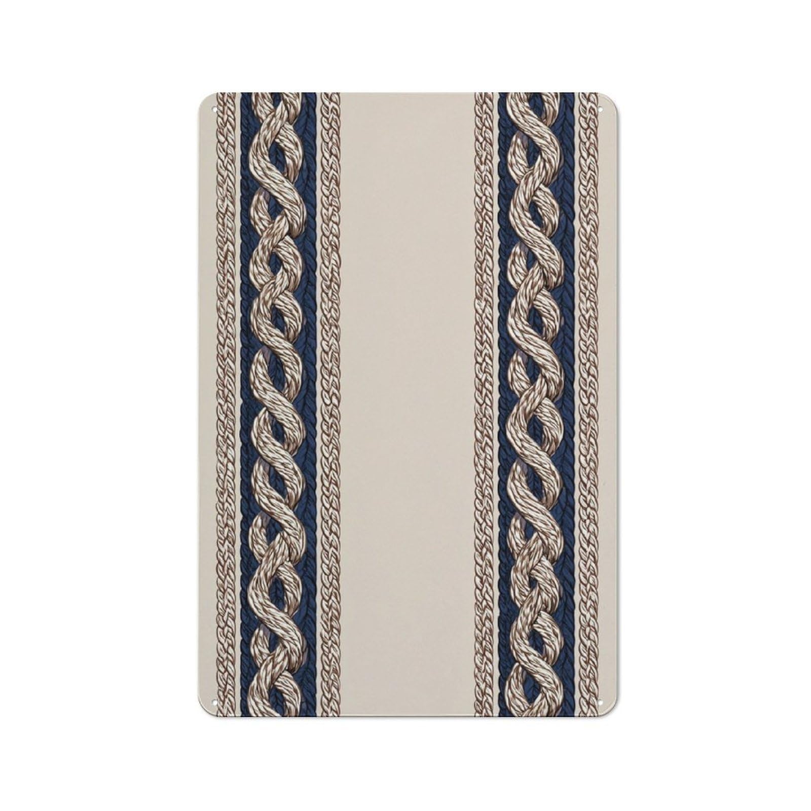 Jubonexis Luxury Ornamental 2 Beige Twisted Rope Texture Tin Metal Signs Wall Art Decorations for Bar Pub Club Cafe Room Farmhouse White 30x20cm