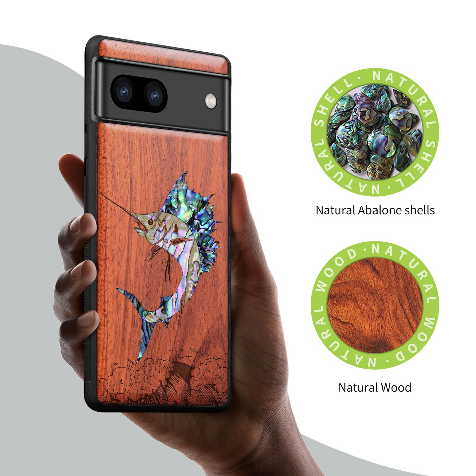 Carveit Cover Compatibile Per Pixel 8 Custodia Naturale Legno Ultra