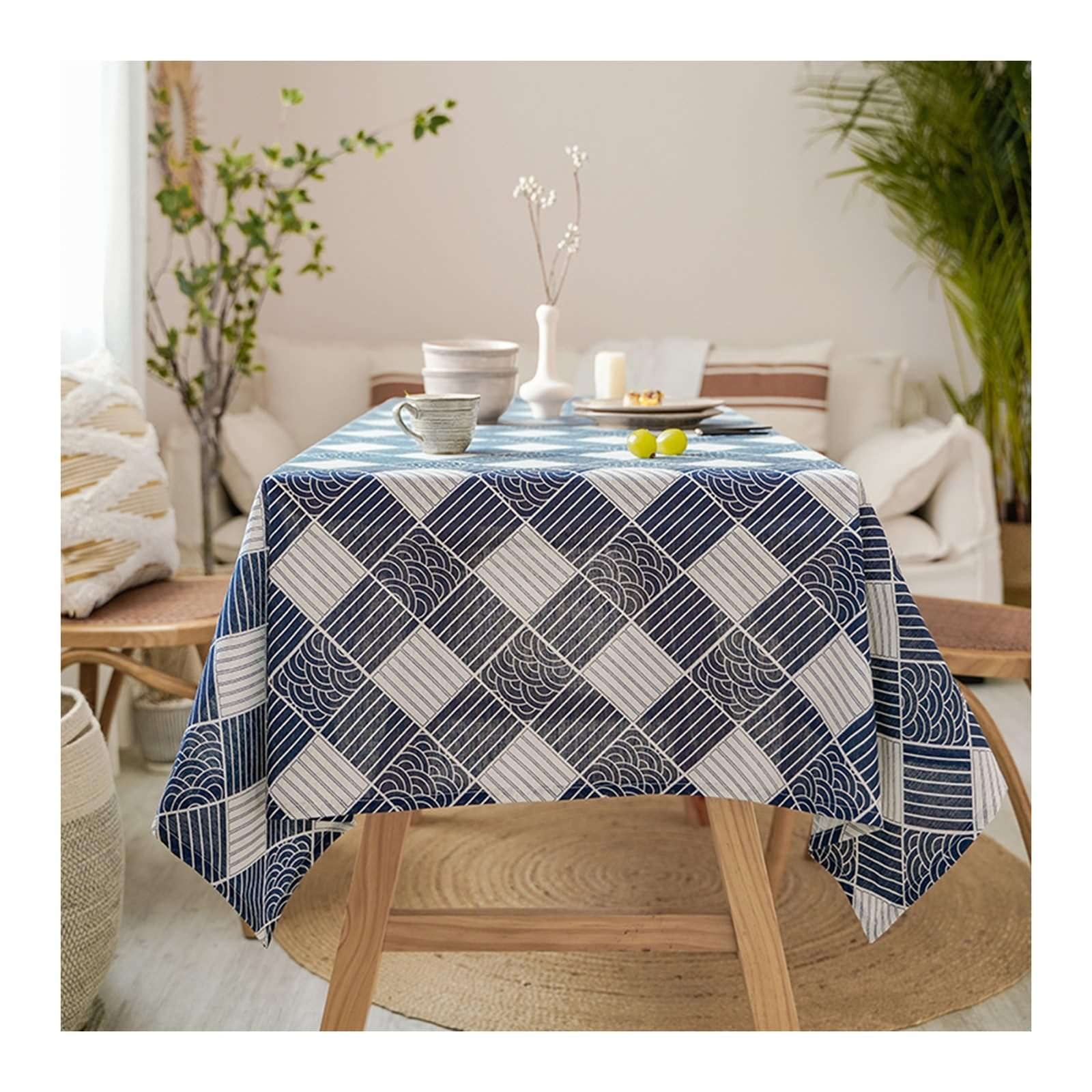 Nappe de jardin et fête bleu marine à rayures pour repas en plein air
