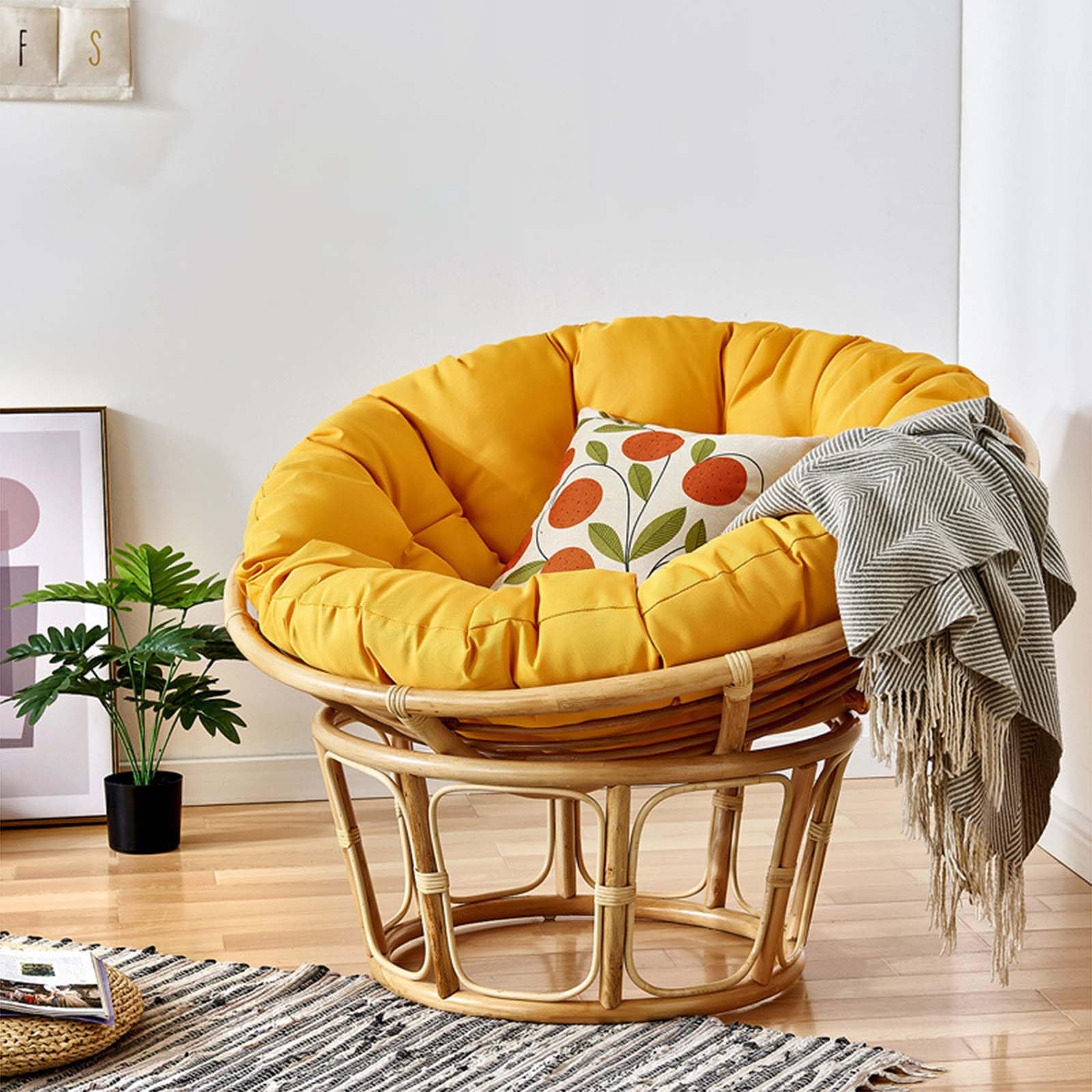 Papasan Chair Indoor Chair With Cushion Indoor Natural Cane Bedroom Chair Outdoor Suitable For Hanging Garden Replacement Cushions Decorative Items To Decorate Old Chairs,H,40x40cm