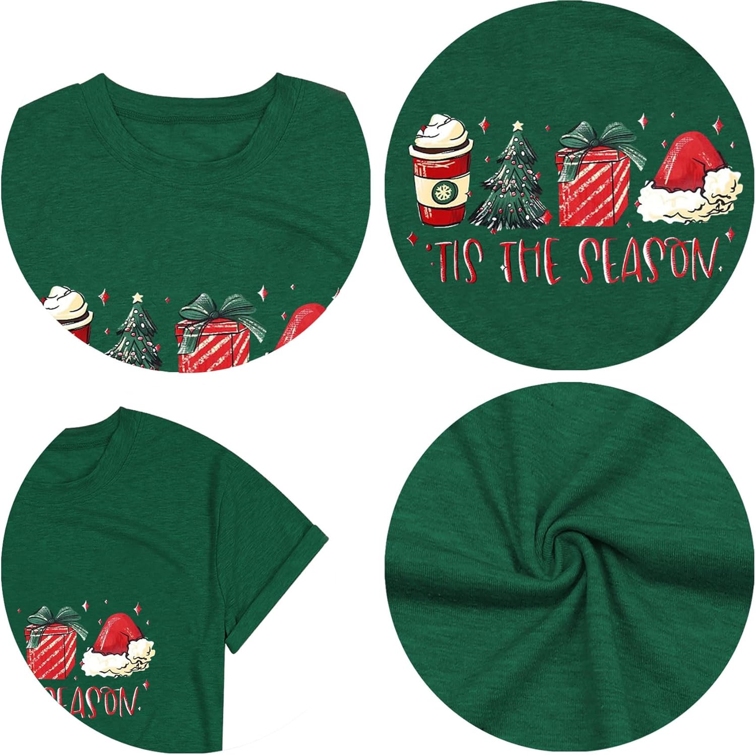 Christmas Shirts for Women Tis The Season Xmas Shirt Christmas Tree Graphics Tees Funny Holiday Family Party Tops - Image 5