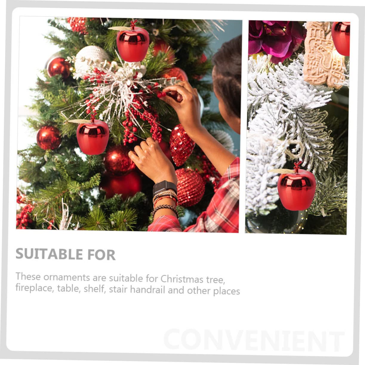 TOPBATHY 48 STK Weihnachtsapfel-Anhänger Christbaumschmuck aus Obst Mini-Weihnachtsschmuck Weihnachts Party weihnachtsbaumdeko Dekorationen Weihnachtsparty-Dekoration Weihnachtsbaumschmuck