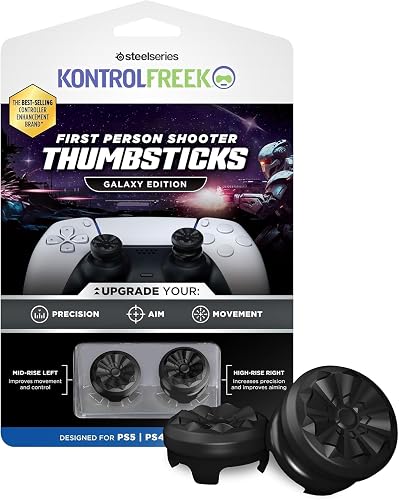 KontrolFreek FPS Freek Galaxy Black for PlayStation 4 (PS4) and PlayStation 5 (PS5) | Performance Thumbsticks | 1 High-Rise, 1 Mid-Rise | Black
