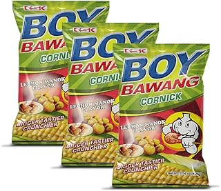 Boy Bawang Cornick, Lechon Manok - Crispy Tasty & Gluten-Free Corn Nuts 3.54 ounces (100g), 3 Pack