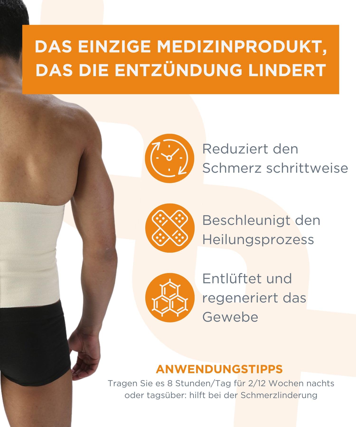 Spikenergy Rückenstützgürtel Damen, Herren, Elektromagnetische Therapie - H 32 cm Rückenbandage für Rückenschmerzen, Rückengurt, Medizinischer Selbstbehalt, Made in Italy