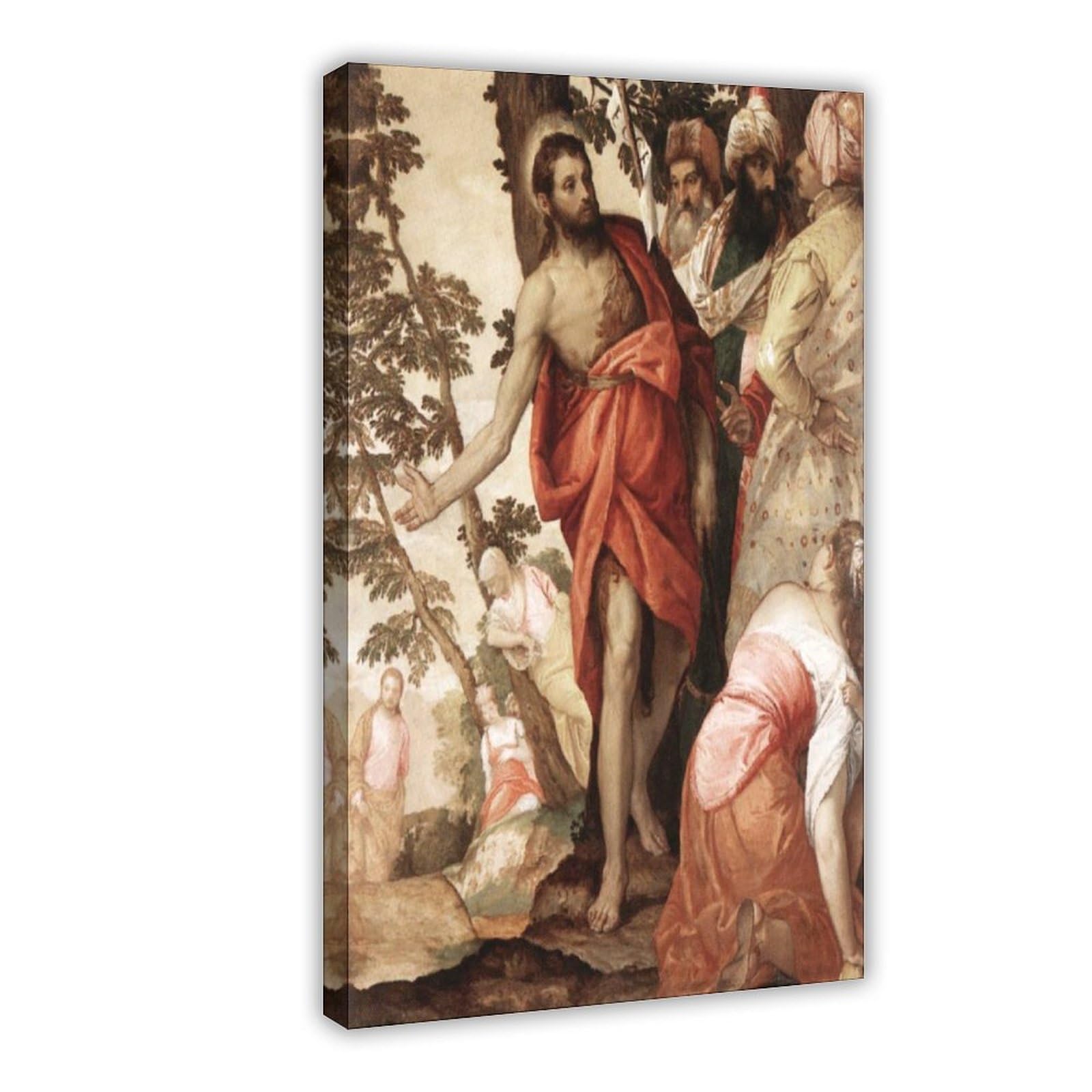 WCYB St John The Baptist Preaching by Paolo Veronese Posters Prints Canvas Deco Paintings Wall Art Frame 24" L X 36" W