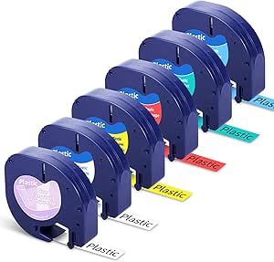 Nastro Per Etichette Compatibile DYMO LetraTag - 12mm X 4m, Nero Su Bianco (5 Pezzi) - Foto 5