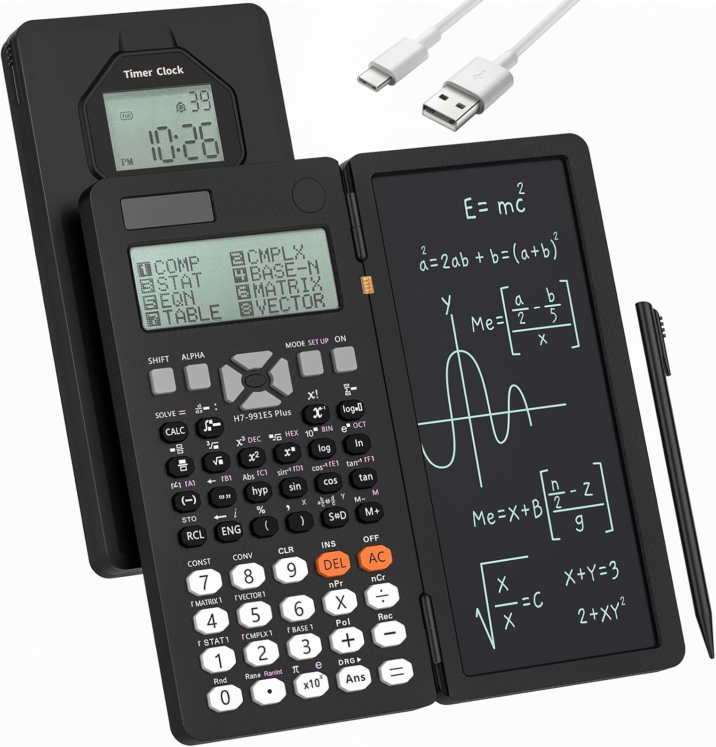 Scientific Calculators, Rudnia Solar Calculator with Alarm Clock, 417 Functions and Type-C Rechargeable, Ideal for Middle High School Students and Teachers (Black) Scientific Calculators, Rudnia Solar Calculator with Alarm Clock, 417 Functions and Type-C Rechargeable, Ideal for Middle High School Students and Teachers (Black)