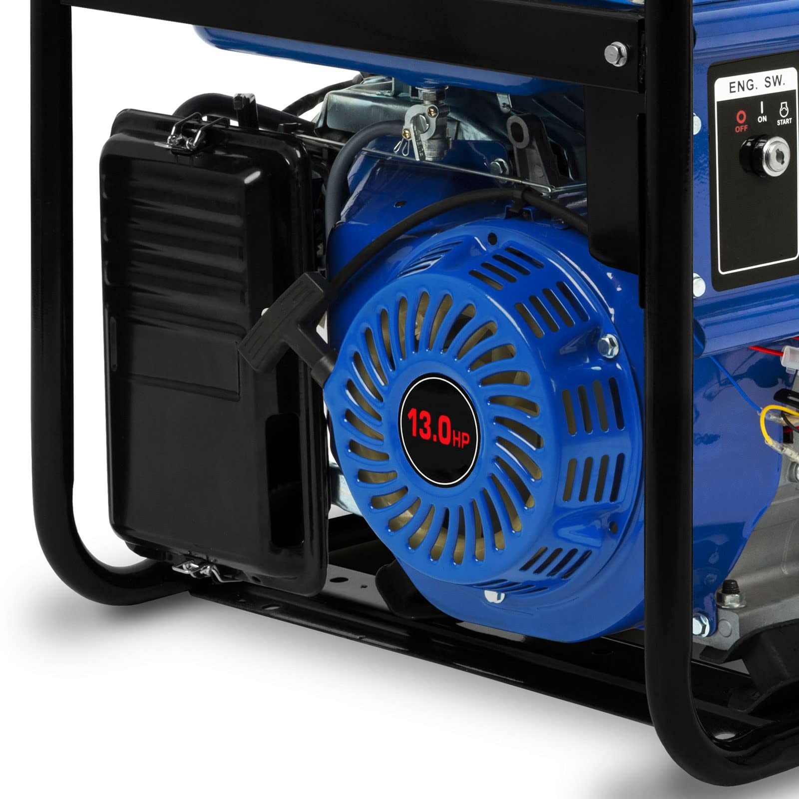 EBERTH 5500 Watt Groupe electrogene Generateur electrique portable moteur à essence 13 CV, 4 temps, 2x 230V, 1x 12V, monophasé, démarrage électrique, régulateur AVR, sécurité niveau d'huile
