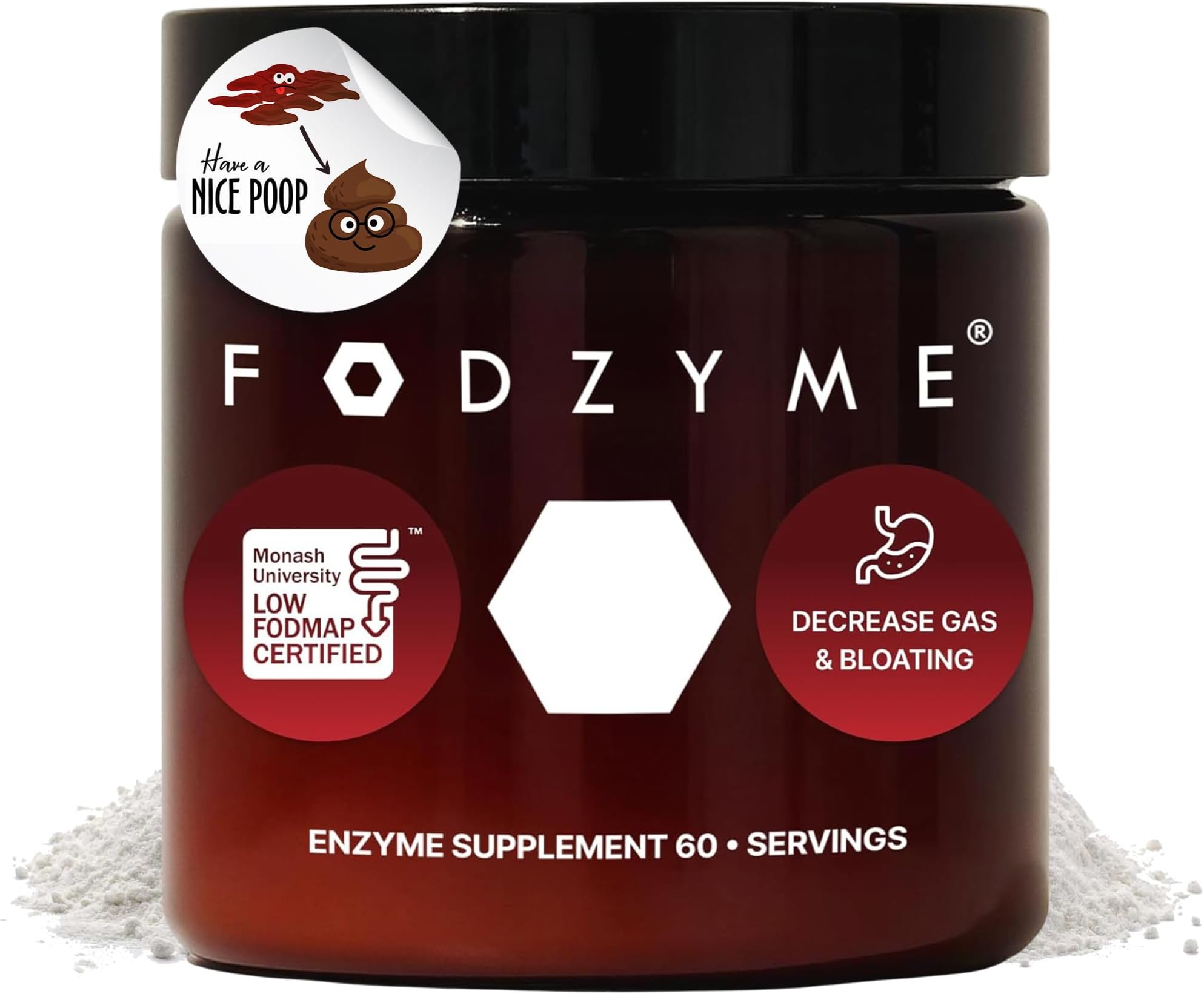 - FODZYME® Home Kit Digestive Enzymes for Gut Health, Relief for Bloating, Gas, Constipation, Diarrhea, Abdominal Pain, Low FODMAP, 60 Dose