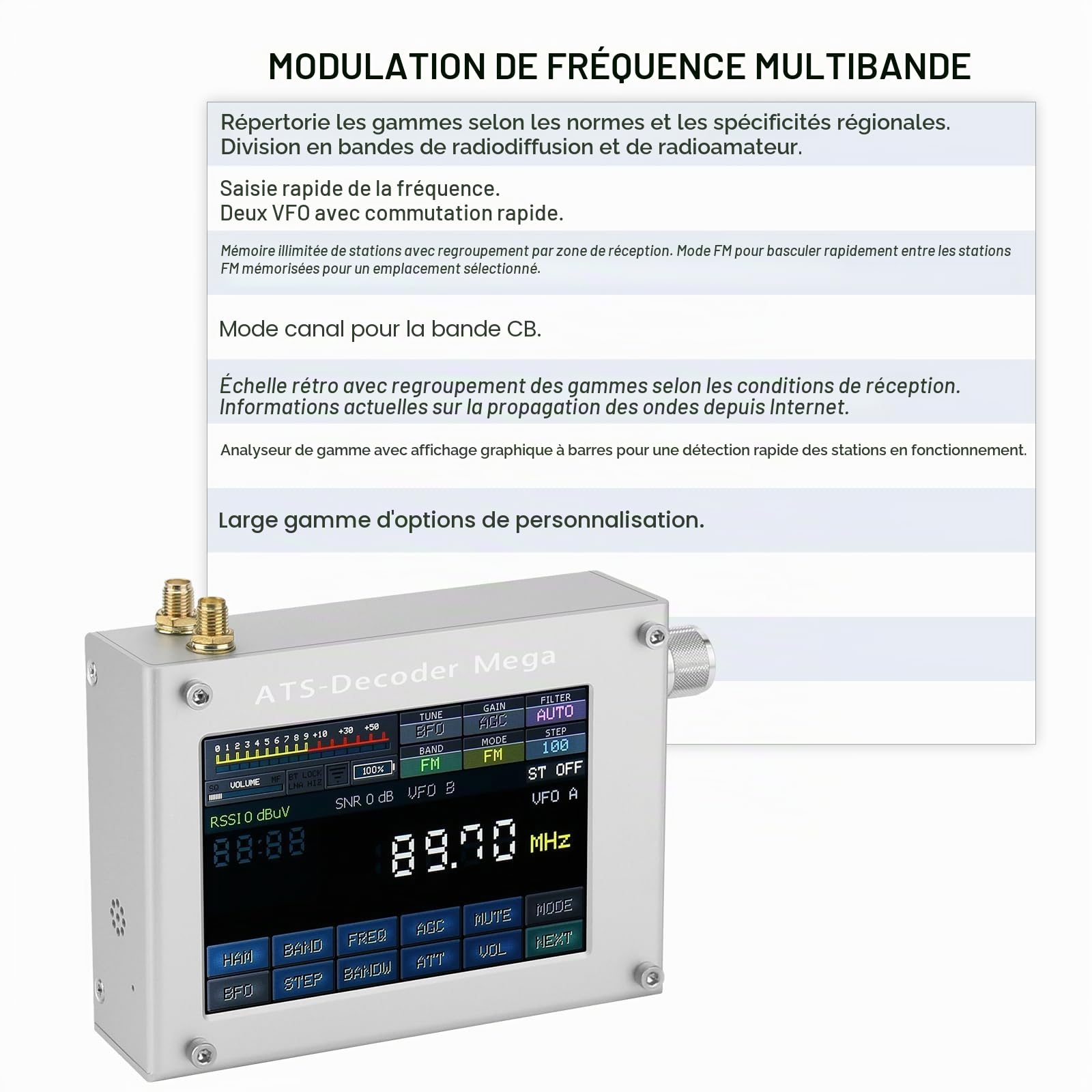 Décodeur ATS Mega SDR Radio AM FM SYNC SSB CW DIGI Récepteur amélioré version du décodeur ATS25 max