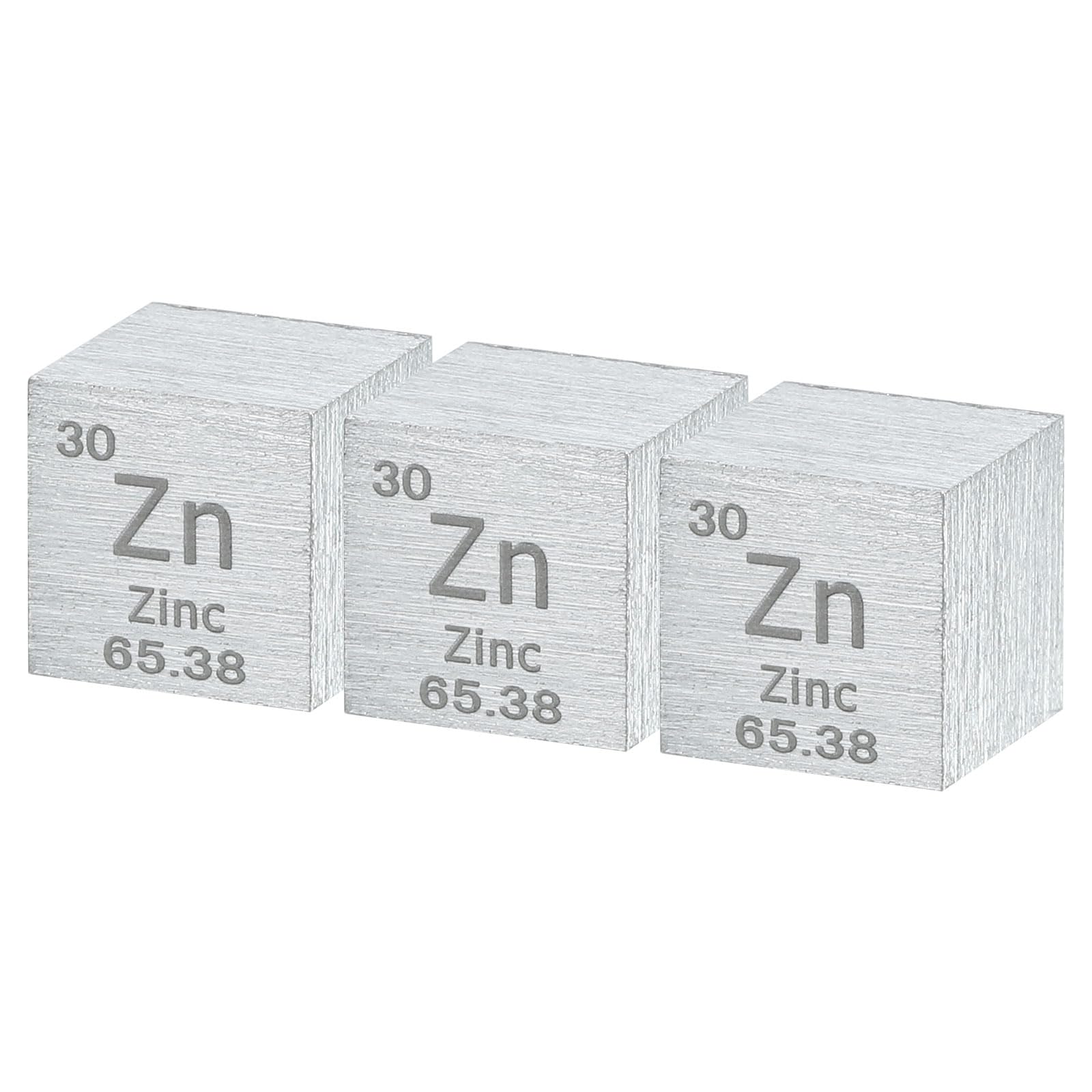 uxcell 3 Pcs Zinc Cube, 0.39 Inch High Density Metal Element Cube Metal Density Cube for Chemical Elements Collection Science Education Experiment Application, Silver