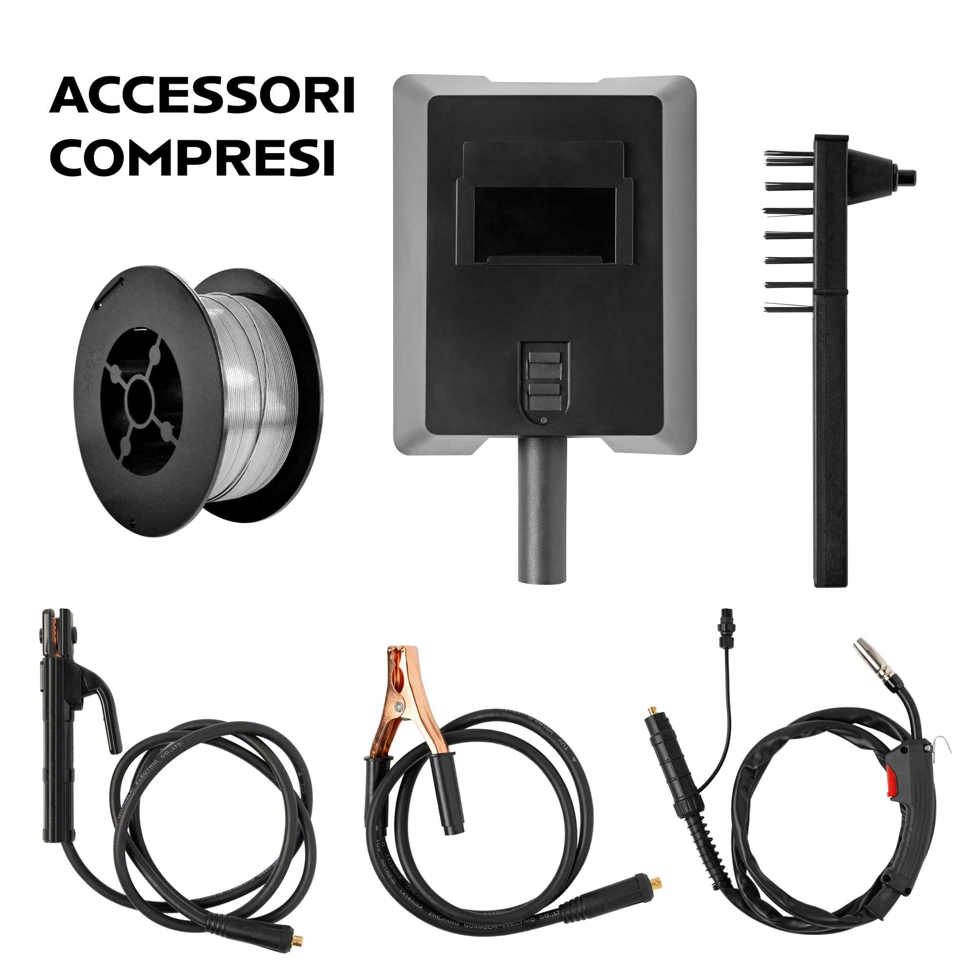 TIGMIG Saldatrice Inverter Filo Continuo FLUX NO GAS + MMA Elettrodo, Mod. TM135INVMIG, Per Filo Animato ⌀0,8/1,0mm, 120A, Inverter IGBT, Inclusa bobina 0,8mm da 0,45kg, GARANZIA e ASSISTENZA ITALIA