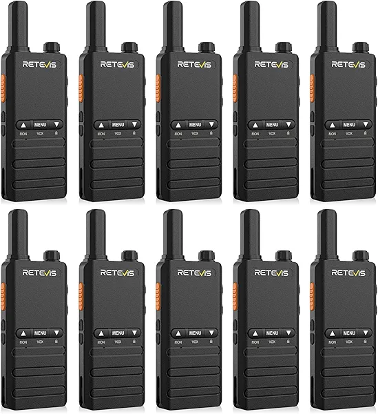 Retevis B3B Walkie Talkies Rechargeable, 1620mAh, Lightweight 2 Way Radio Long Range, Type C, Ultra Thin, VOX, Handheld Two Way Radios for Retail, Hotel, Church (10 Pack)