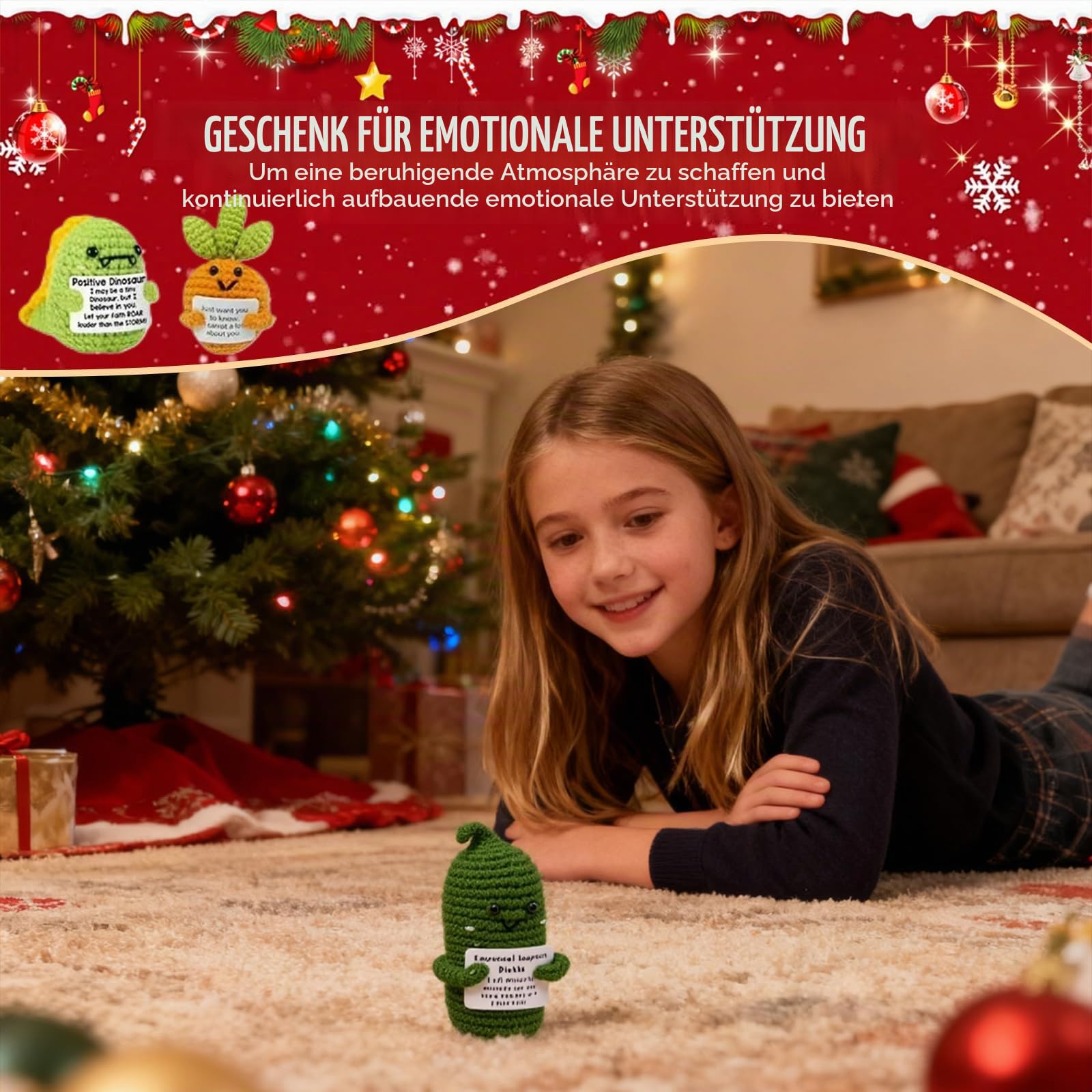 Emotionale Unterstützung Adventskalender 2025, 24 Tage Weihnachtszählkalender mit 24 einzigartigen positiven Häkel-Tierchen, Perfektes Herzwärmendes Geschenk for Familie & Freunde